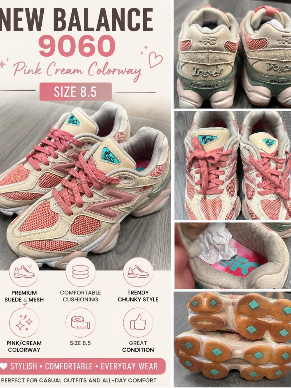 JFG New Balance Made For Us Penny Pink Cookie 9060 Size 8.5 Women Joe freshgoods